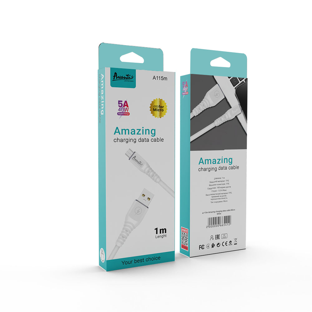 Кабель Avantis A115m Amazing USB – Micro- білий