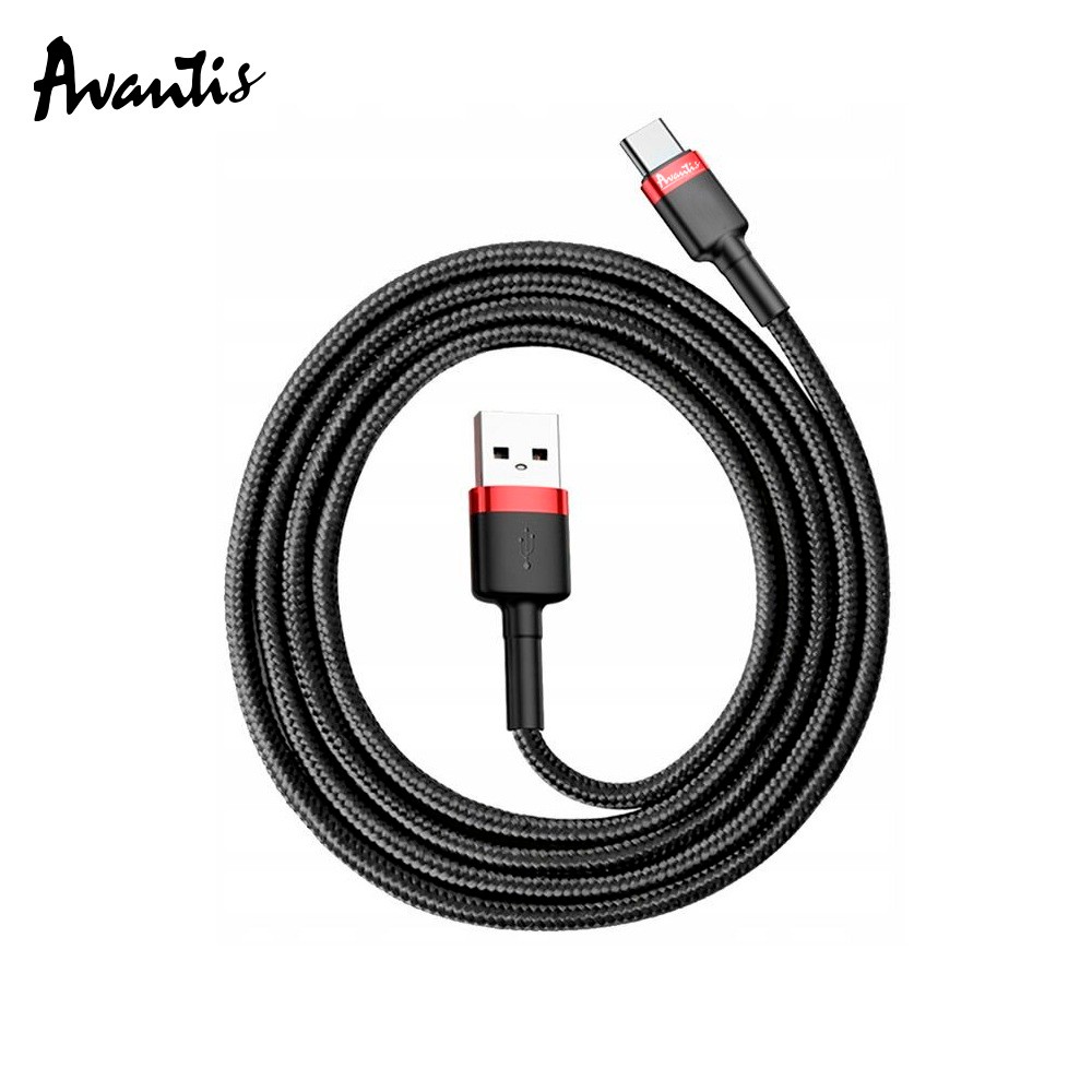 Кабель Avantis AC-48t Cool USB – Type-C 2м- чорно-червоний