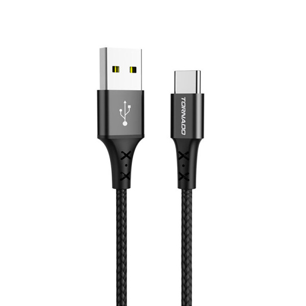 Кабель Tornado TX16 USB – Type-C (3A/1м)- чорний Кабель Tornado TX16 USB – Type-C (3A/1м)- чорний