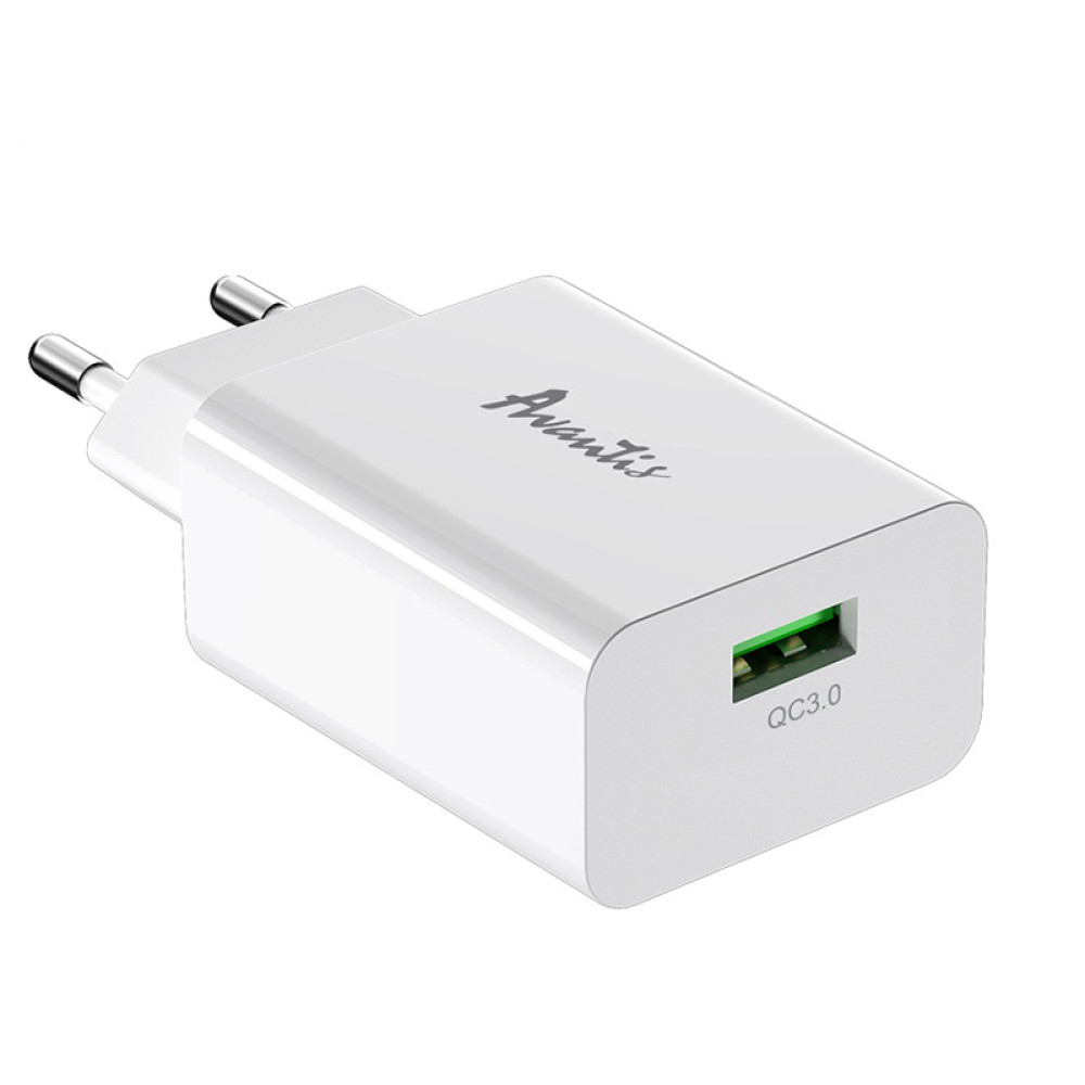 Мережевий зарядний пристрій Avantis A425 QC3.0 (1USB/3A/18W)- білий