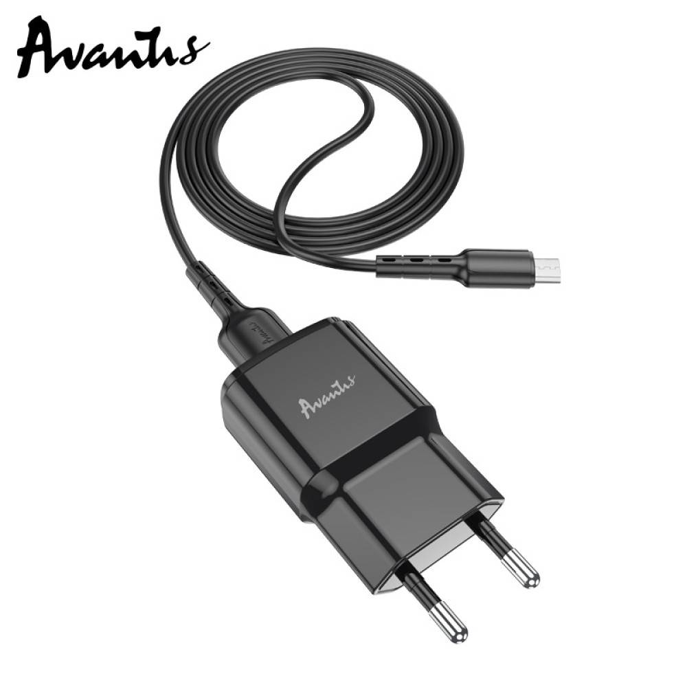 Мережевий зарядний пристрій Avantis A480 Orion (1USB/2.1A) + USB кабель Micro- чорний