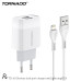Мережевий зарядний пристрій Tornado TD-16 (2USB/2.4A/1м) + USB кабель Lightning- білий Мережевий зарядний пристрій Tornado TD-16 (2USB/2.4A/1м) + USB кабель Lightning- білий