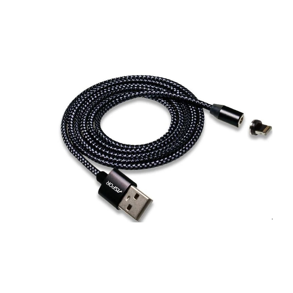 Кабель Aspor 360 Pro USB – Lightning 2.4A/1м magnetic- чорний