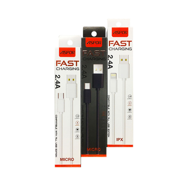 Кабель Aspor A106 Eco USB – Lightning 2.1A/1.2м- білий Кабель Aspor A106 Eco USB – Lightning 2.1A/1.2м- білий