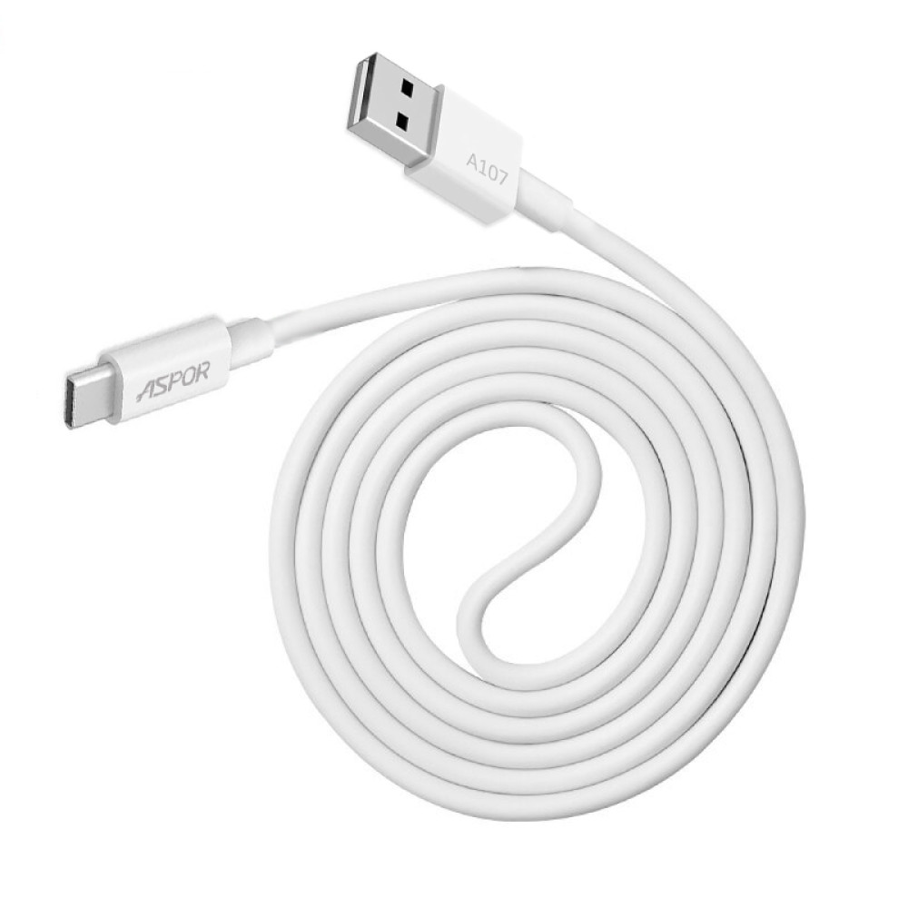Кабель Aspor A107 Eco USB – Type-C 2.4A/1.2м- білий