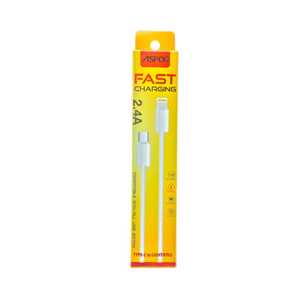 Кабель Aspor A109 Eco Type-C – Lightning 3.1A/1м- білий Кабель Aspor A109 Eco Type-C – Lightning 3.1A/1м- білий