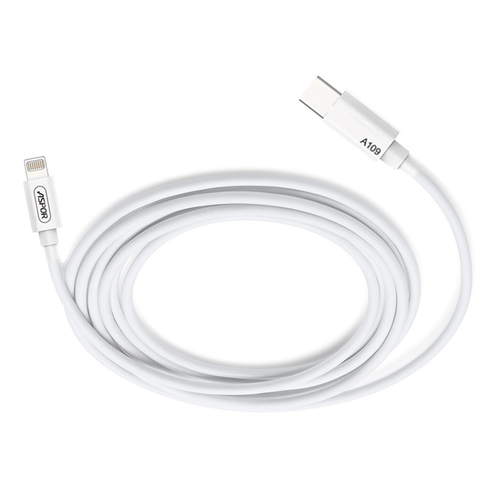 Кабель Aspor A109 Eco Type-C – Lightning 3.1A/1м- білий