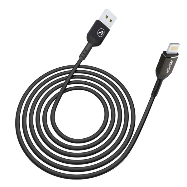 Кабель Aspor A122 USB – Lightning 2.1A/1.2м- чорний
