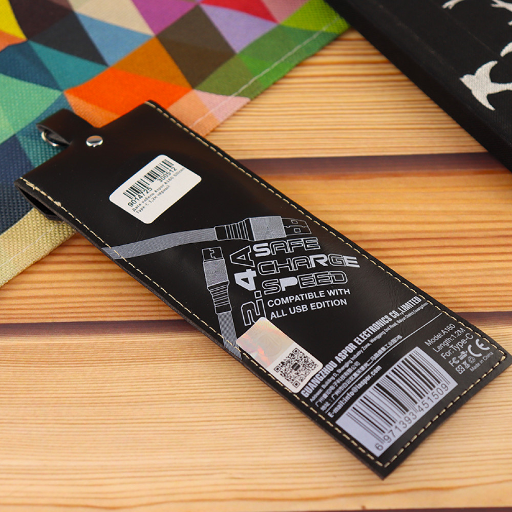Кабель Aspor A160 Silicone USB – Type-C 2.4A/1.2м- графітовий