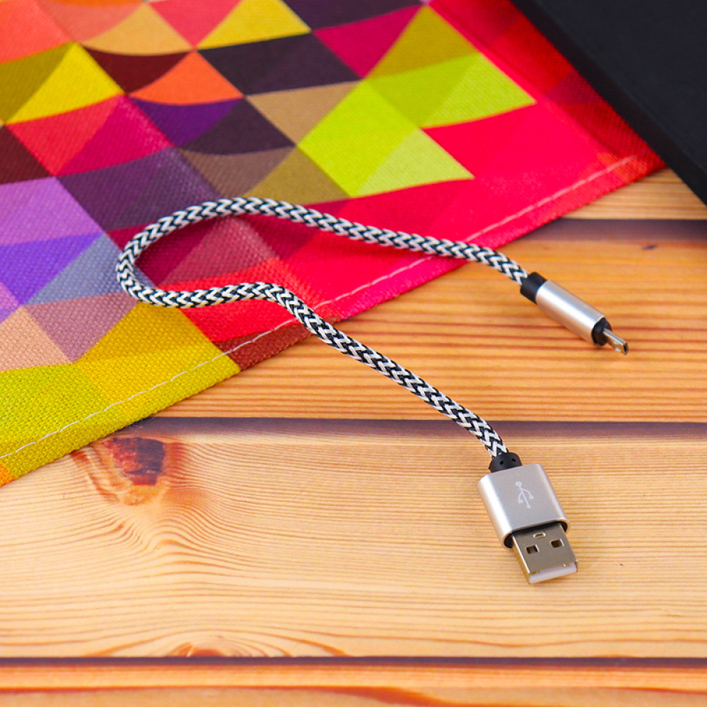 Кабель Aspor A173 USB – Micro 3A/0.3м- срібло