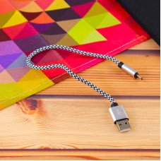 Кабель Aspor A173 USB – Micro 3A/0.3м- срібло