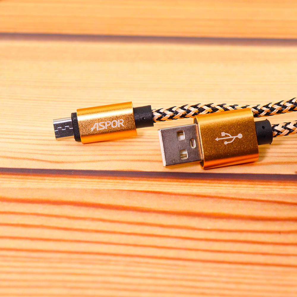 Кабель Aspor A173 USB – Micro 3A/0.3м золотий