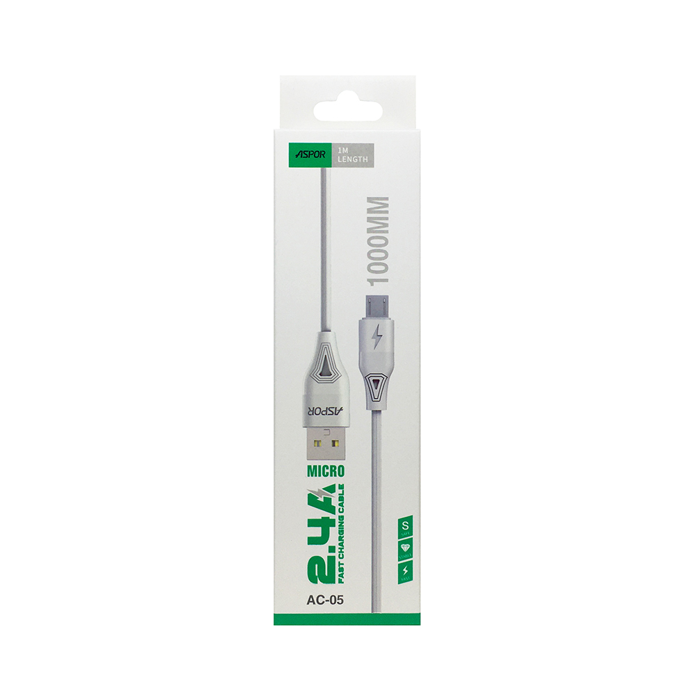 Кабель Aspor AC-05 USB – Micro 2.4A/1м- білий