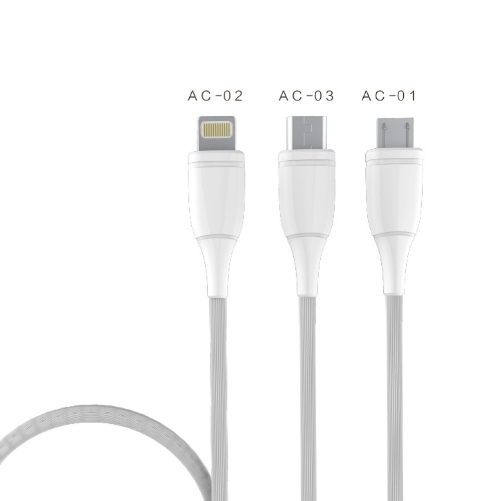 Мережевий зарядний пристрій Aspor A833 3 USB/3.4A + USB кабель Lightning- білий