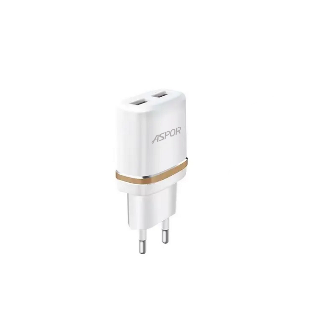 Мережевий зарядний пристрій Aspor A828 Eco 2USB/2.4A + кабель USB – Micro- білий