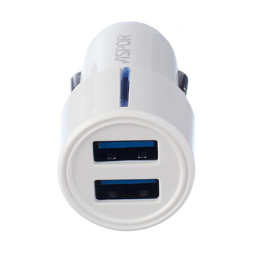 Автомобільний зарядний пристрій Aspor A905 (2USB/2.4A)- білий