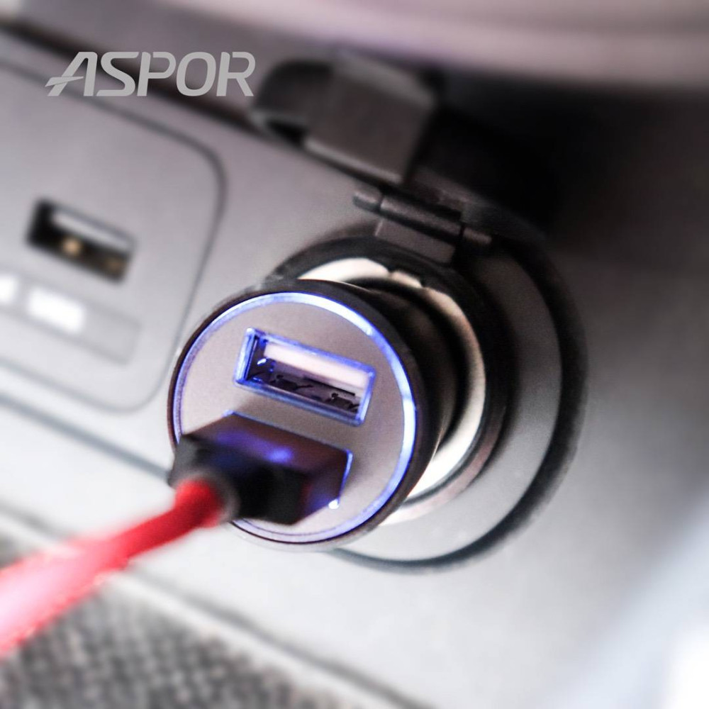 Автомобільний зарядний пристрій Aspor A918 metal (2USB/3.4A) LED- чорний