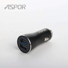 Автомобільний зарядний пристрій Aspor A918 metal (2USB/3.4A) LED- чорний