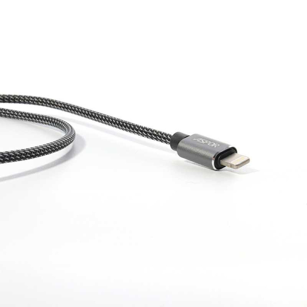 Кабель Aspor A132 Nylon USB – Lightning 2.4A/1.2м- чорний