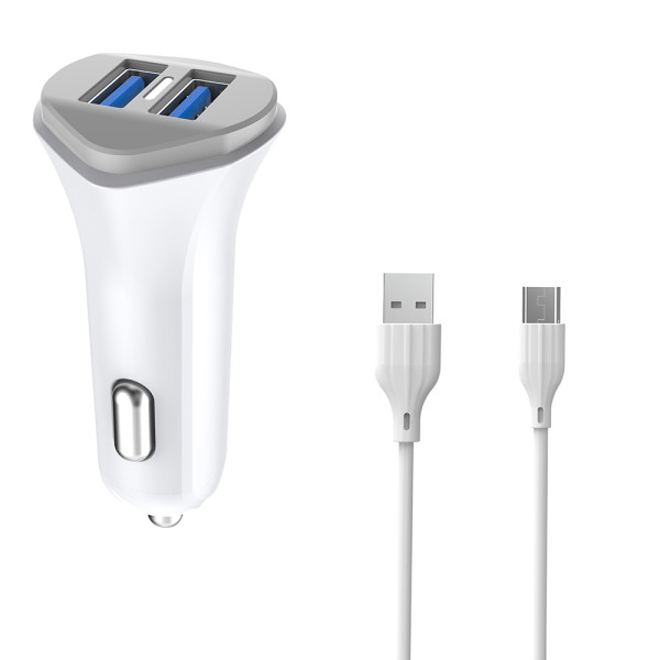 Автомобільний зарядний пристрій Aspor A903 (2USB/3.4A) + USB кабель Type-C- білий Автомобільний зарядний пристрій Aspor A903 (2USB/3.4A) + USB кабель Type-C- білий