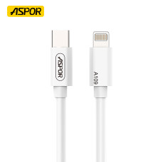 Кабель Aspor A109PD L Type-C – Lightning 27W/2м- білий Кабель Aspor A109PD L Type-C – Lightning 27W/2м- білий