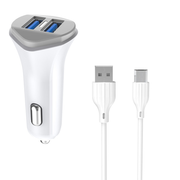 Автомобільний зарядний пристрій Aspor A903 (2USB/3.4A) + USB кабель Micro- білий Автомобільний зарядний пристрій Aspor A903 (2USB/3.4A) + USB кабель Micro- білий