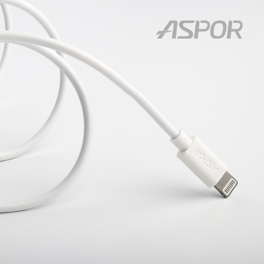 Кабель Aspor A172 USB – Lightning (2.1A/1.2м)- білий