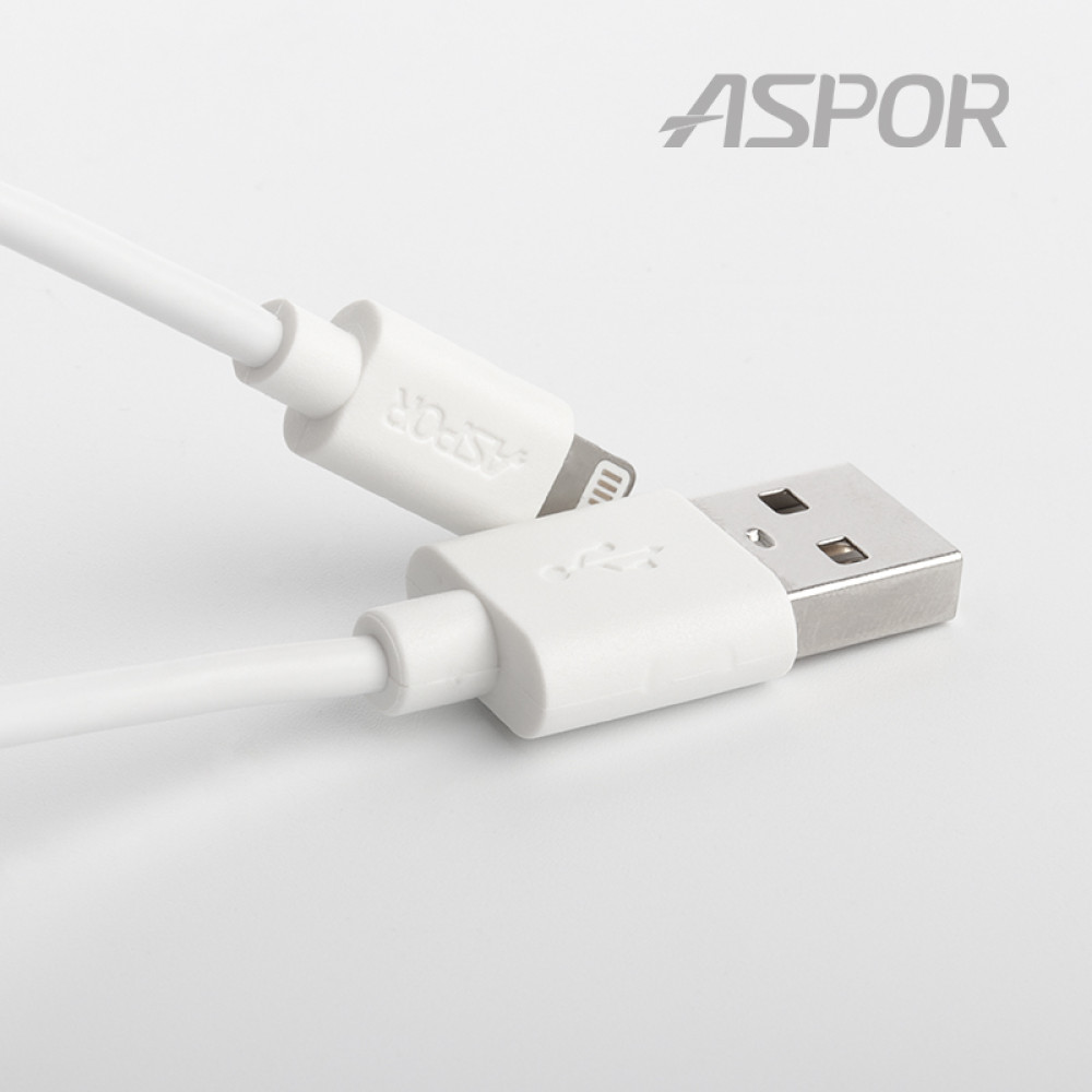 Кабель Aspor A172 USB – Lightning (2.1A/1.2м)- білий