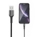 Кабель Aspor AC-10 Nylon LED USB – Type-C (3A/1м)- чорний