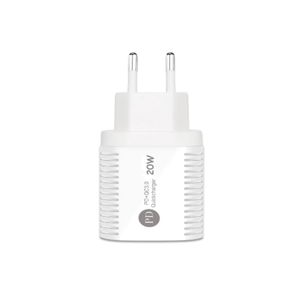 Мережевий зарядний пристрій Aspor PD002 Premium Series (USB-C/USB QC 3.0/PD 20W) + кабель USB – Type-C- білий