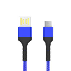 Кабель Aspor A180 Nylon LED USB – Type-C (2.4A/1м)- темно-синій
