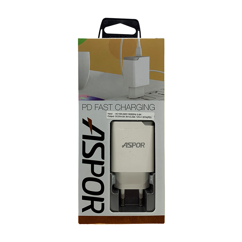 Мережевий зарядний пристрій Aspor A825 PD QC3.0 (20W PD)- білий