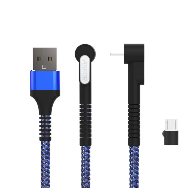 Кабель Aspor A185 Holder Nylon USB – Micro (2.4A/1м)- чорний Кабель Aspor A185 Holder Nylon USB – Micro (2.4A/1м)- чорний