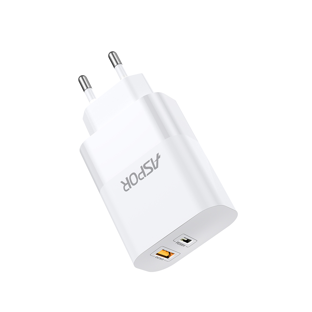 Мережевий зарядний пристрій Aspor A851 Universal Travel Charge (USB/USB-C/3A/65W)- білий