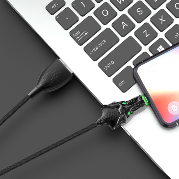 Кабель Aspor A197 Dragon Nylon LED USB – Type-C (2.4A/1м)- чорний Кабель Aspor A197 Dragon Nylon LED USB – Type-C (2.4A/1м)- чорний