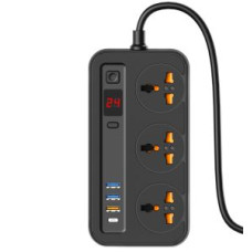 Мережевий фільтр-подовжувач Aspor A505 PD (3USB/USB-C/3A/20W/2м)- чорний Мережевий фільтр-подовжувач Aspor A505 PD (3USB/USB-C/3A/20W/2м)- чорний