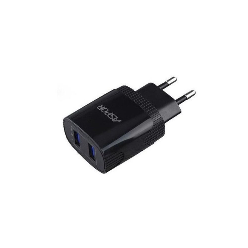 Мережевий зарядний пристрій Aspor A811 (2USB/2.4A) + USB кабель Micro- чорний
