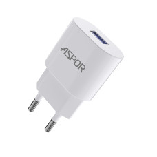 Мережевий зарядний пристрій Aspor A818 Plus (1USB/2.4A)- білий