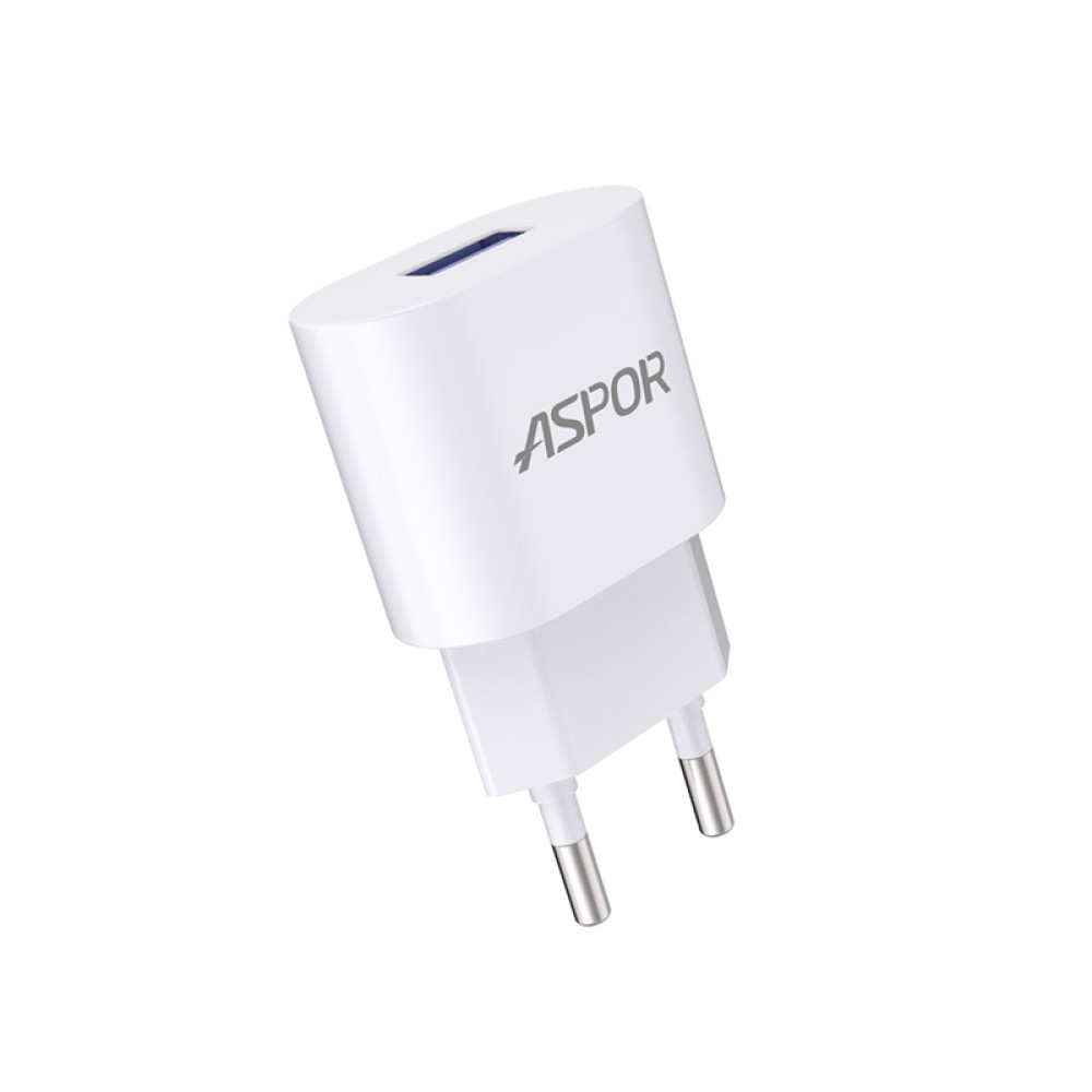 Мережевий зарядний пристрій Aspor A818 Plus (1USB/2.4A)- білий