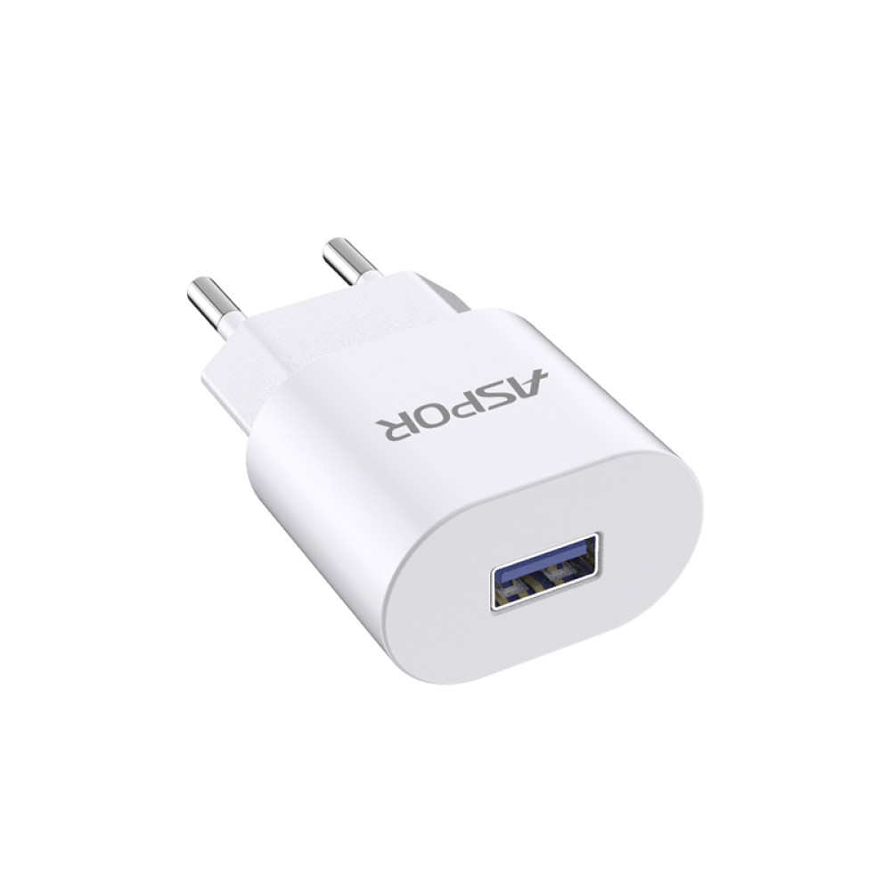 Мережевий зарядний пристрій Aspor A818 Plus (1USB/2.4A)- білий
