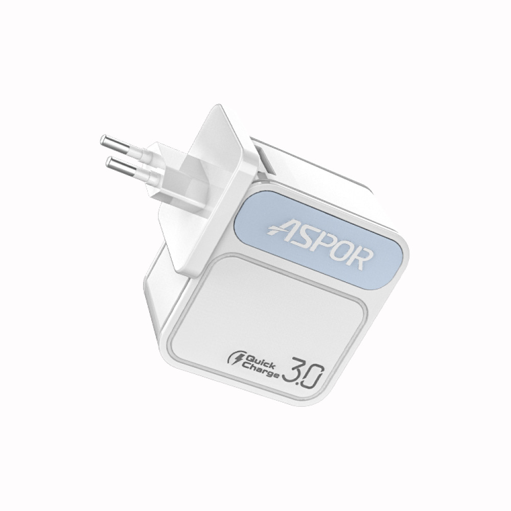Мережевий зарядний пристрій Aspor A828 Fast Charger (18W QC3.0 1USB/3A)- білий