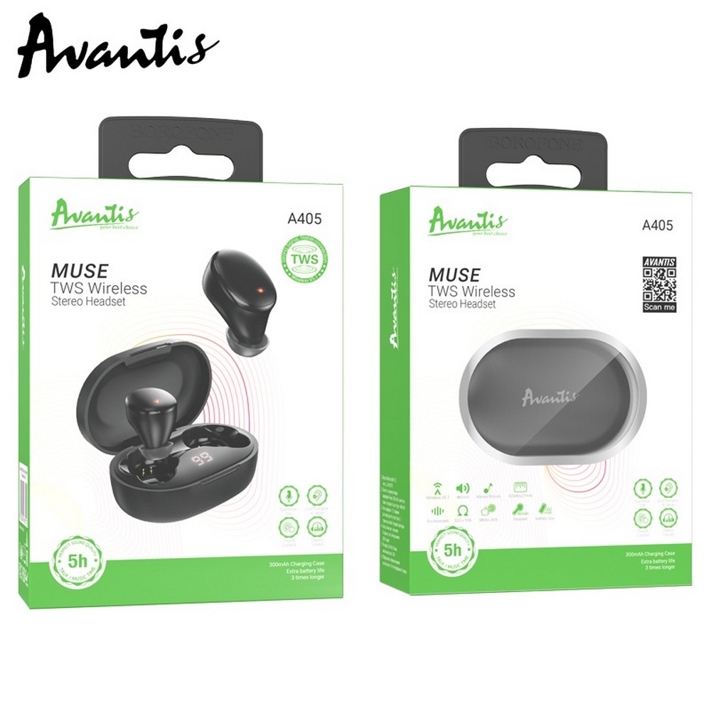 Bluetooth навушники Avantis A405 Muse- чорний