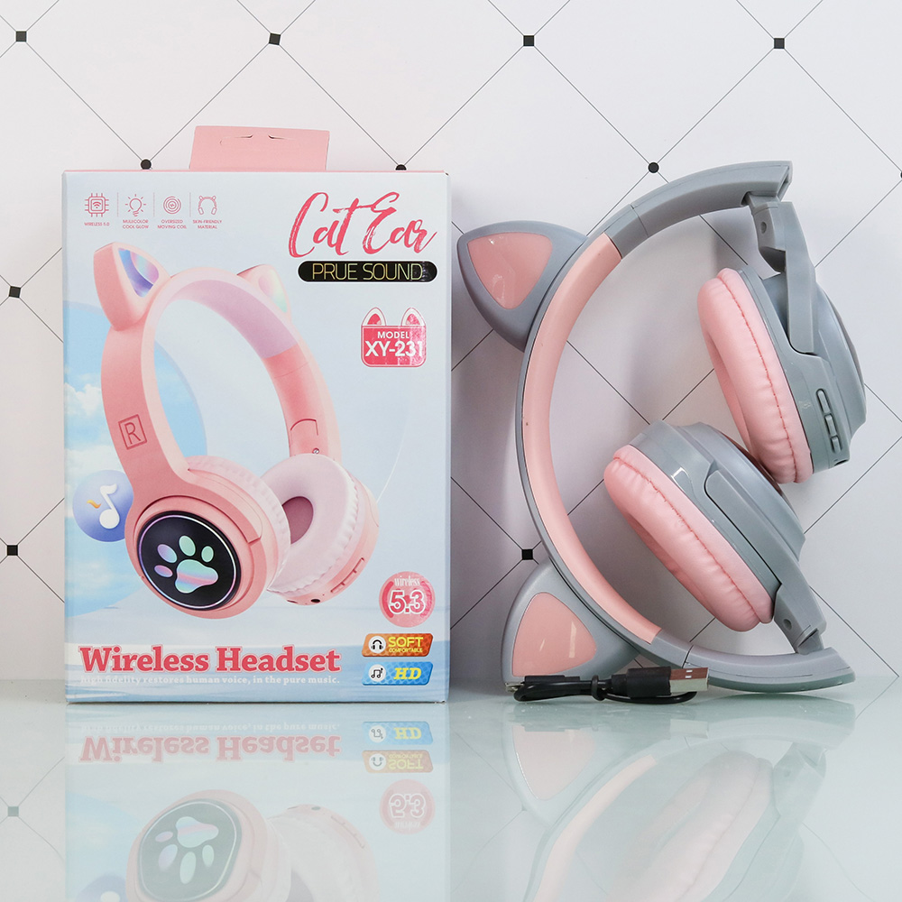Bluetooth навушники CAT Ear XY-231 LED- рожевий
