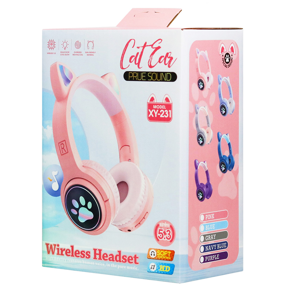 Bluetooth навушники CAT Ear XY-231 LED- сірий
