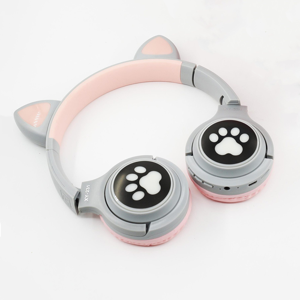 Bluetooth навушники CAT Ear XY-231 LED- сірий