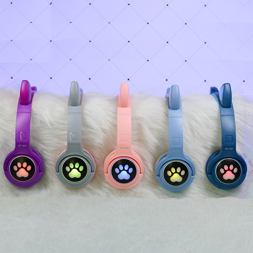Bluetooth навушники CAT Ear XY-231 LED- темно-синій