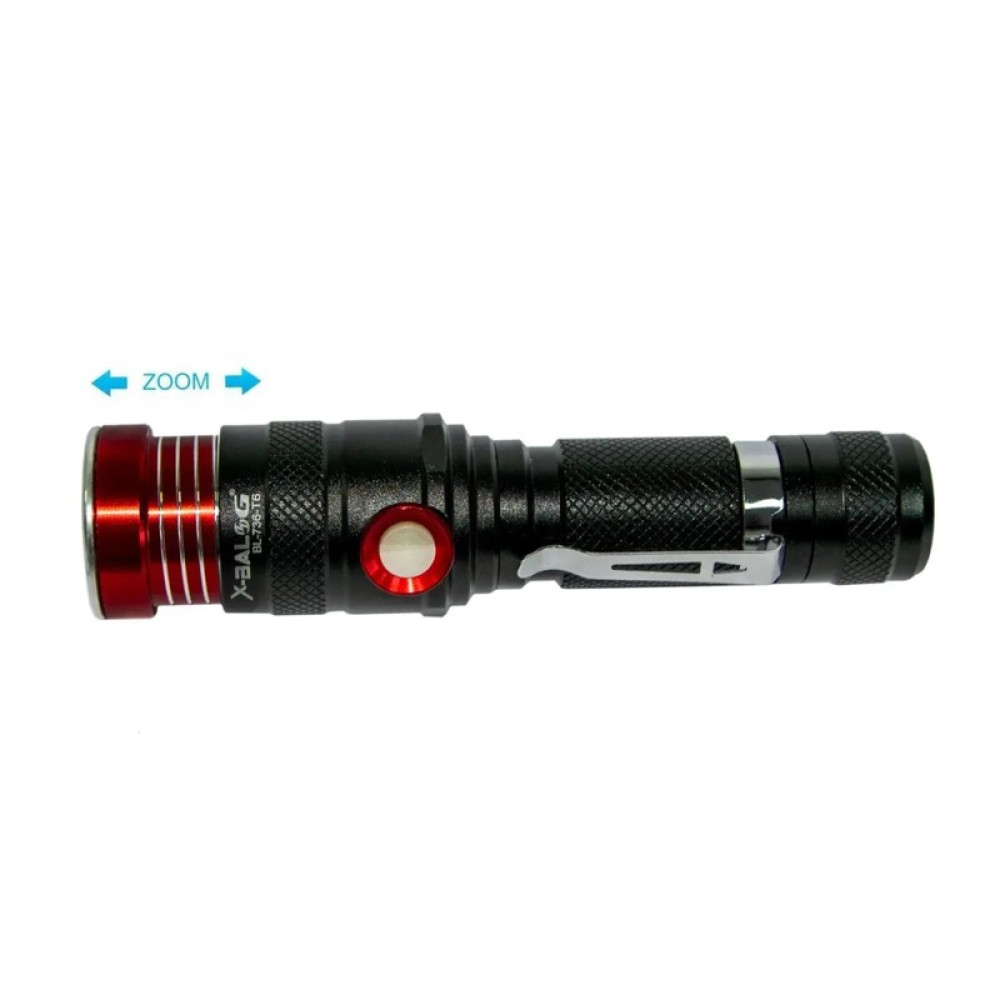 Ручний ліхтарик Police BL-736-T6 metal + акумулятор Li-Ion- чорний