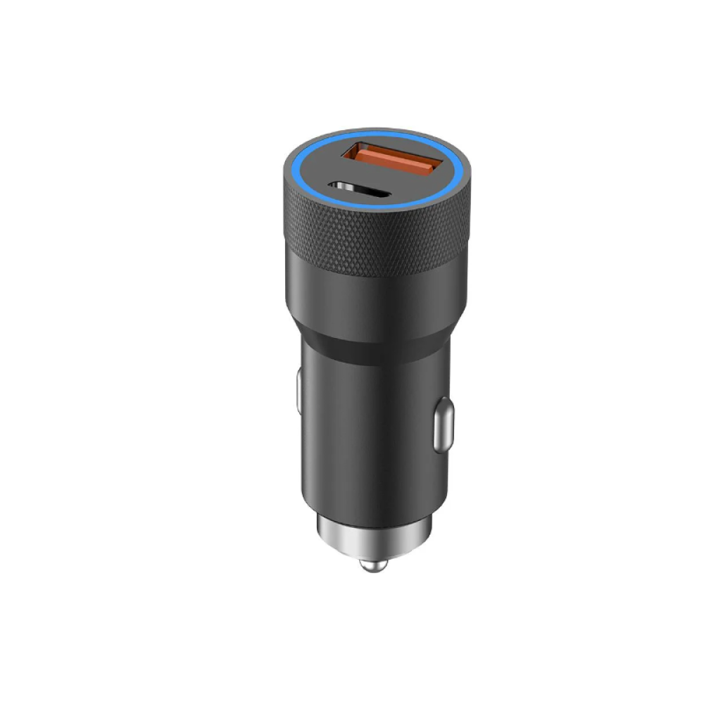 Автомобільний зарядний пристрій Aspor A909 PD Metal (USB/USB-C/3.4A/38W) LED- чорний