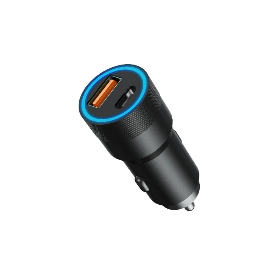 Автомобільний зарядний пристрій Aspor A909 PD Metal (USB/USB-C/3.4A/38W) LED- чорний