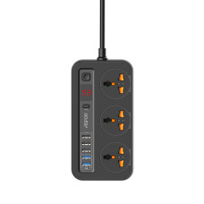 Мережевий фільтр-подовжувач Aspor A503 Auto Max (5USB/3.4A/2м)- чорний Мережевий фільтр-подовжувач Aspor A503 Auto Max (5USB/3.4A/2м)- чорний